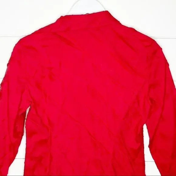 Lafayette 148 New York Textured Button Front Cotton Stretch Shirt Red Size 2 - Picture 7 of 9